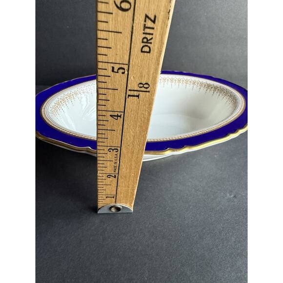 Royal Worcester Regency Gold Rimmed Serving Bowl Blue White China Tableware 10” - Picture 9 of 9